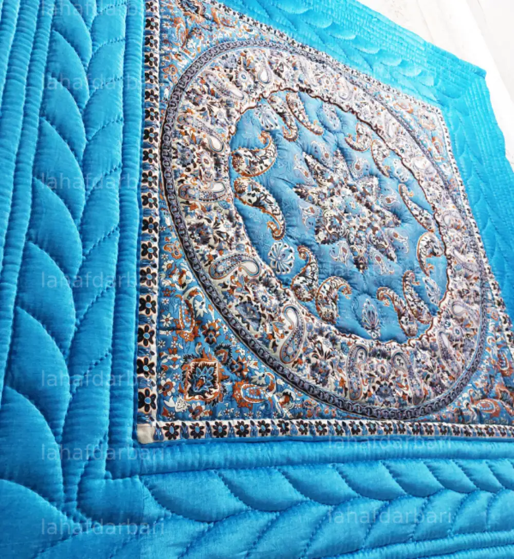 لحاف کرسی ترمه طرح ترنج آبی